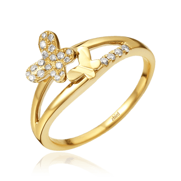 Кольцо из желтого золота Бабочки с бриллиантами 031067 детальное изображение ювелирного изделия Золотые кольца Кольцо из желтого золота Бабочки с бриллиантами 031067 детальное изображение ювелирного изделия Золотые кольца