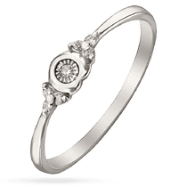 оглядове фото Каблучка з 7 діамантами в булому золоті 585 проби 039138