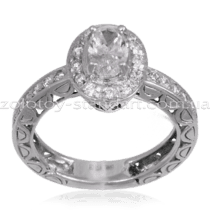 обзорное фото Кольцо из белого золота с бриллиантами R0109  Золотые кольца с бриллиантами