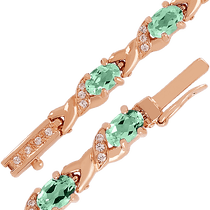 обзорное фото Золотой браслет с зеленым кварцем и фианитами 026549 Золотые браслеты с камнями обзорное фото Золотой браслет с зеленым кварцем и фианитами 026549  Золотые браслеты с камнями
