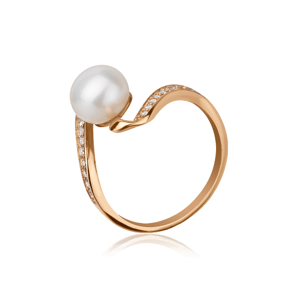 Золоте кільце з перлиною і фіанітами 388321 детальне зображення ювелірного виробу Золоте кільце з перлиною і фіанітами 388321 детальне зображення ювелірного виробу