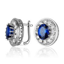 обзорное фото Серьги в белом золоте с сапфиром и бриллиантами 026373 Золотые серьги с сапфиром обзорное фото Серьги в белом золоте с сапфиром и бриллиантами 026373  Золотые серьги с сапфиром