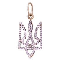 обзорное фото Золотой Герб Украины с цирконием 62354 Золотые кулоны с фианитом обзорное фото Золотой Герб Украины с цирконием 62354  Золотые кулоны с фианитом