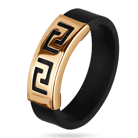 Золота каблучка з каучуком 900619 детальне зображення ювелірного виробу