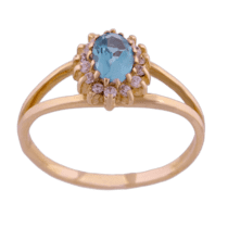 обзорное фото Золотое кольцо с топазом 376616  Золотые кольца с топазом