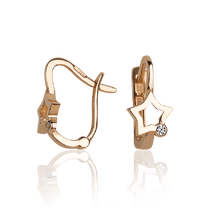 обзорное фото Детские золотые серьги с английским замком Звездочки 031505  Серьги с камнями