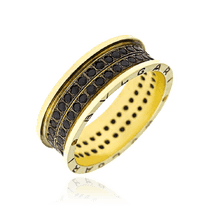 обзорное фото Золотое обручальное кольцо с черными цирконами 036692 Золотые кольца обзорное фото Золотое обручальное кольцо с черными цирконами 036692  Золотые кольца