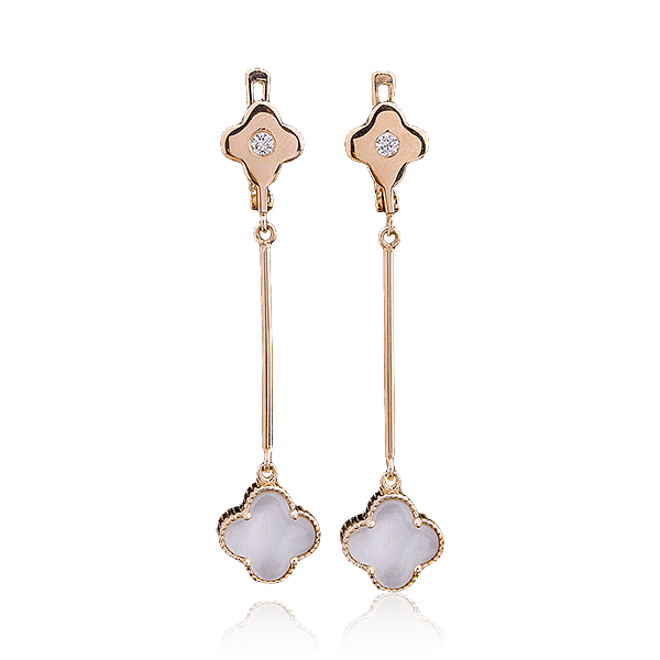 Золотые серьги с перламутром  и фианитами 028361 детальное изображение ювелирного изделия Золотые серьги с перламутром Золотые серьги с перламутром  и фианитами 028361 детальное изображение ювелирного изделия Золотые серьги с перламутром