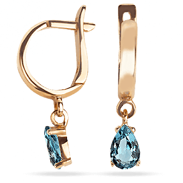 Золоті сережки Капельки з топазом 029740 детальне зображення ювелірного виробу Золоті сережки Капельки з топазом 029740 детальне зображення ювелірного виробу