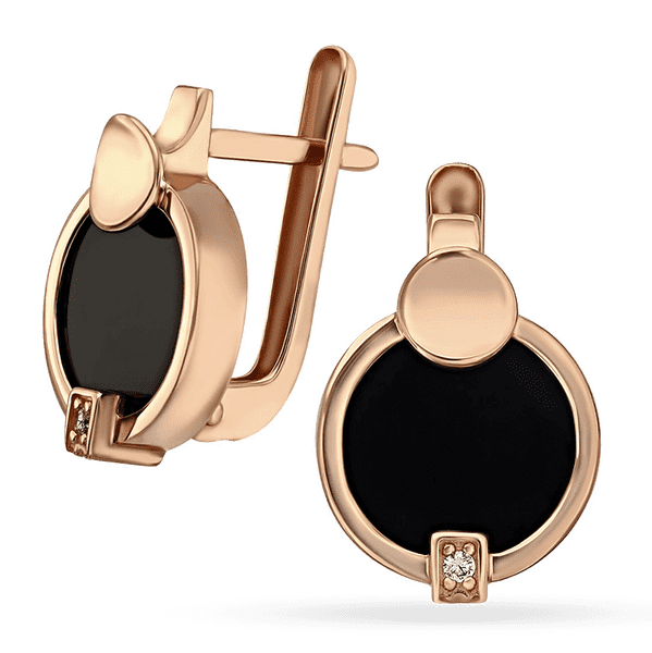 Золотые серьги в стильном дизайне с агатом 035308 детальное изображение ювелирного изделия Золотые серьги с агатом Золотые серьги в стильном дизайне с агатом 035308 детальное изображение ювелирного изделия Золотые серьги с агатом