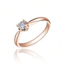 обзорное фото Кольцо для помолвки из красного золота с одним бриллиантами 030905  Золотые кольца для помолвки с бриллиантом