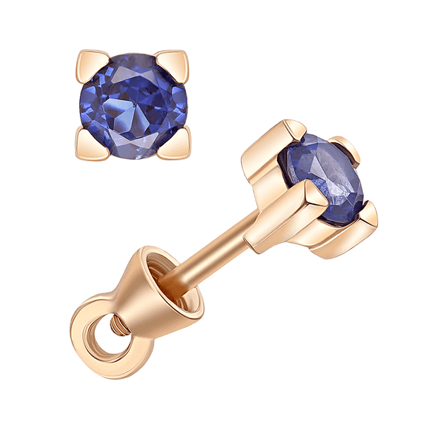 Золотые пуссеты с большим камнем сапфиром в массивной четырехлапчатой оправе 040481 детальное изображение ювелирного изделия Золотые серьги с сапфиром Золотые пуссеты с большим камнем сапфиром в массивной четырехлапчатой оправе 040481 детальное изображение ювелирного изделия Золотые серьги с сапфиром