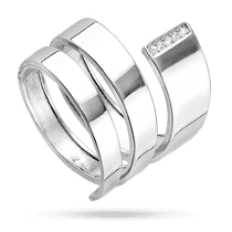 обзорное фото Серебряное кольцо Спираль с дорожкой фианитов 040179  Серебряные кольца с фианитом