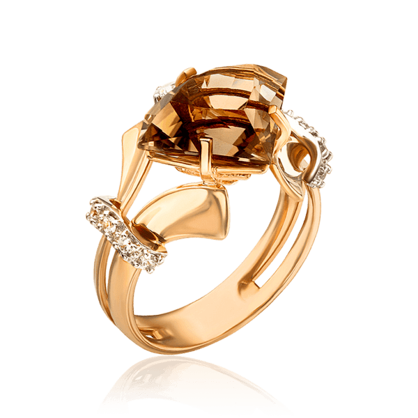 золотое кольцо с камнем кварц
