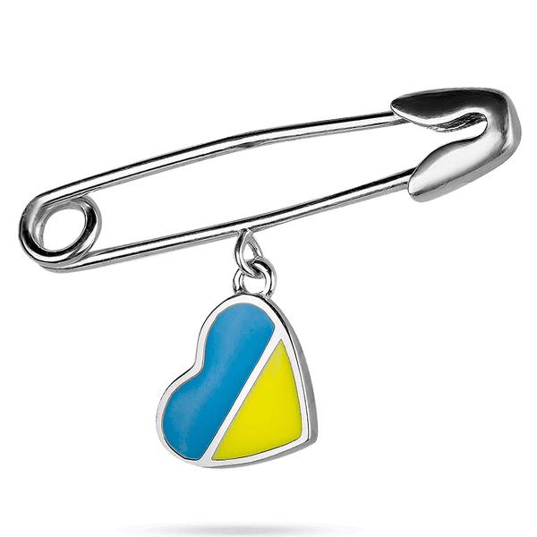 Серебряная брошь Сердце Украины с желто - голубой эмалью 925 пробы 039474 детальное изображение ювелирного изделия Серебряные булавки Серебряная брошь Сердце Украины с желто - голубой эмалью 925 пробы 039474 детальное изображение ювелирного изделия Серебряные булавки
