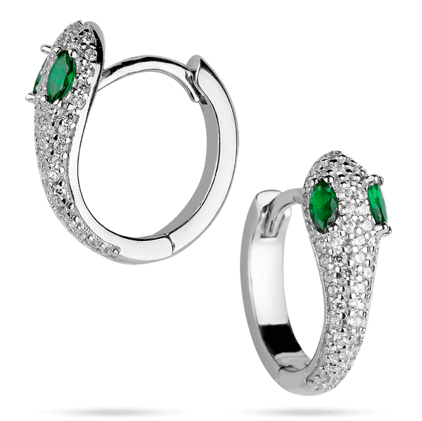 Серьги в серебре Змеи с зелено - белыми фианитами на английской застежке 039628 детальное изображение ювелирного изделия Серебряные серьги с камнями Серьги в серебре Змеи с зелено - белыми фианитами на английской застежке 039628 детальное изображение ювелирного изделия Серебряные серьги с камнями