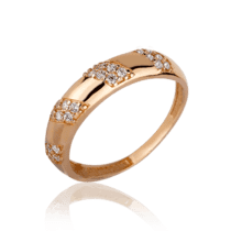 обзорное фото Золотое кольцо с цирконием 030549  Золотые кольца с фианитом