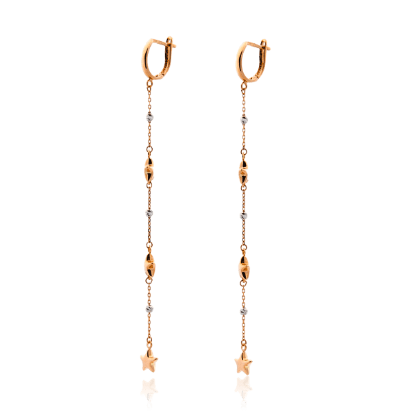 Длинные золотые серьги со звездочками 029178 детальное изображение ювелирного изделия Золотые серьги без вставок Длинные золотые серьги со звездочками 029178 детальное изображение ювелирного изделия Золотые серьги без вставок