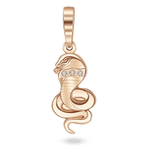 обзорное фото Золотая элегантная подвеска в виде кобры с дорожкой фианитов 040800  Золотые кулоны с фианитом