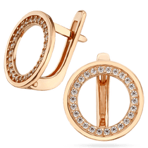 обзорное фото Минималистические серьги золотые Круг с фианитами 037034 Золотые серьги обзорное фото Минималистические серьги золотые Круг с фианитами 037034  Золотые серьги