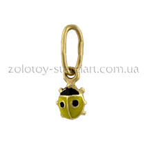 обзорное фото Золотой подвес Божая коровка с эмалью 61800 Детские подвески золотые обзорное фото Золотой подвес Божая коровка с эмалью 61800  Детские подвески золотые