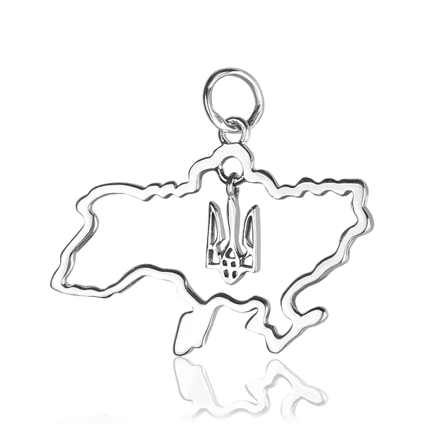 Серебряный подвес карта Украины и Трезубец 037368 детальное изображение ювелирного изделия Серебряная Украинская символика Серебряный подвес карта Украины и Трезубец 037368 детальное изображение ювелирного изделия Серебряная Украинская символика