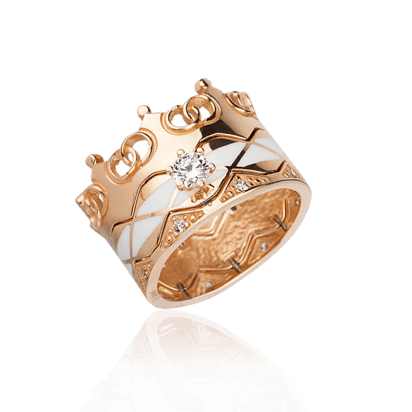 Золоте кільце Корона 3 в1 з фіанітами і емаллю 027849 детальне зображення ювелірного виробу
