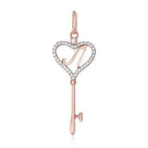 обзорное фото Позолоченный кулон-ключ с буквой "Л" с фианитами 024788  Серебряные подвески буквы