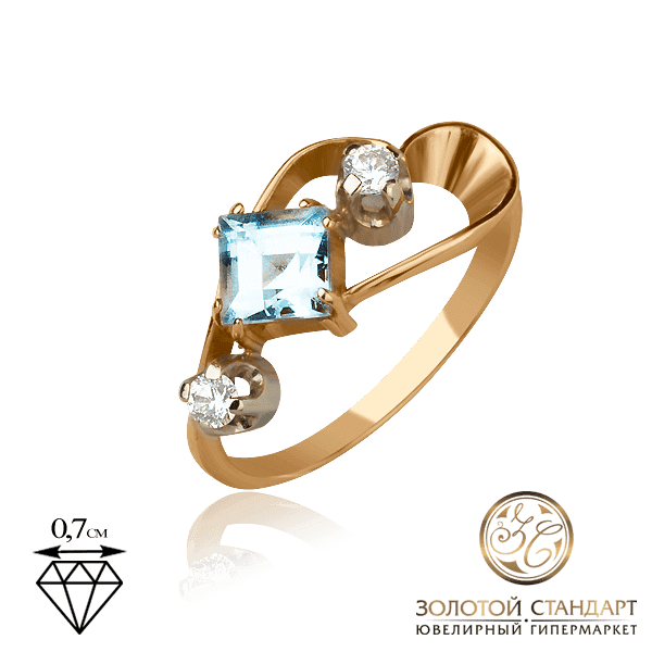 Золотое кольцо с топазом и фианитами Золотое кольцо с топазом и фианитами