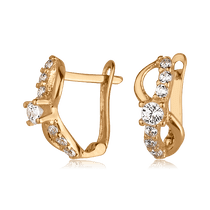 обзорное фото Золотые серьги с фианитами 025743  Серьги с камнями