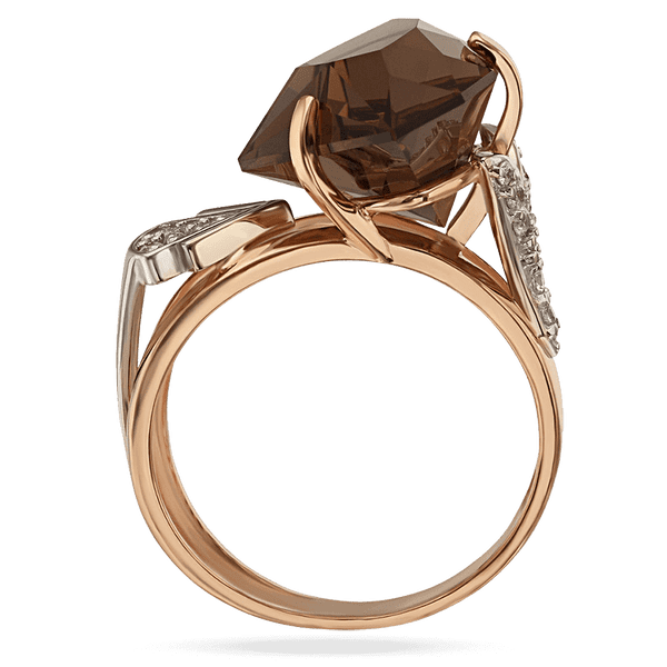 Золота каблучка Бакарді з кварцом і фіанітами 033960 детальне зображення ювелірного виробу Золота каблучка Бакарді з кварцом і фіанітами 033960 детальне зображення ювелірного виробу