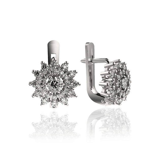 Серьги из белого золота с бриллиантами 030413 детальное изображение ювелирного изделия Золотые серьги с бриллиантами Серьги из белого золота с бриллиантами 030413 детальное изображение ювелирного изделия Золотые серьги с бриллиантами