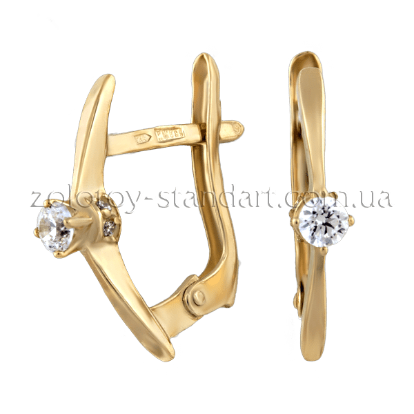 Золотые серьги 420996 детальное изображение ювелирного изделия Золотые серьги с фианитом Золотые серьги 420996 детальное изображение ювелирного изделия Золотые серьги с фианитом