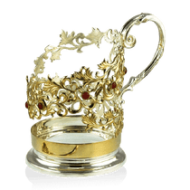 обзорное фото Серебряный подстаканник с позолотой и кабошоном 036358 Серебряные подстаканники обзорное фото Серебряный подстаканник с позолотой и кабошоном 036358  Серебряные подстаканники