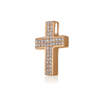 обзорное фото Декоративний крестик с фианитами 028035  Декоративные золотые крестики
