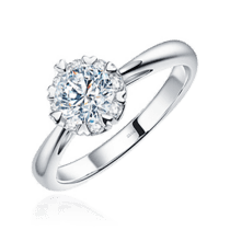 обзорное фото Кольцо для помолвки из белого золота с бриллиантом 031046  Золотые кольца