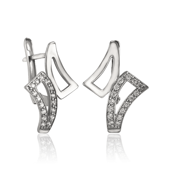 Сережки серебряные с фианитами 034877 детальное изображение ювелирного изделия Серебряные серьги Сережки серебряные с фианитами 034877 детальное изображение ювелирного изделия Серебряные серьги