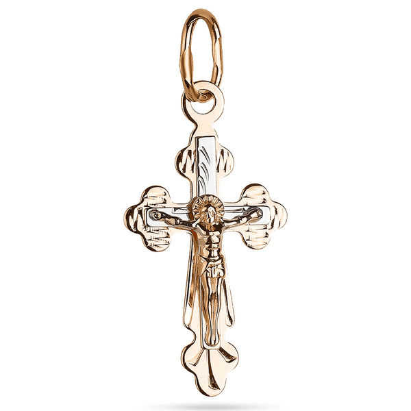 Детский маленький православный крестик с распятием в комбинированном золоте 039505 детальное изображение ювелирного изделия Золотые крестики православные Детский маленький православный крестик с распятием в комбинированном золоте 039505 детальное изображение ювелирного изделия Золотые крестики православные