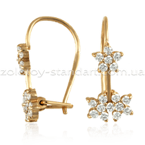 обзорное фото Золотые серьги 21128/00  Серьги с камнями