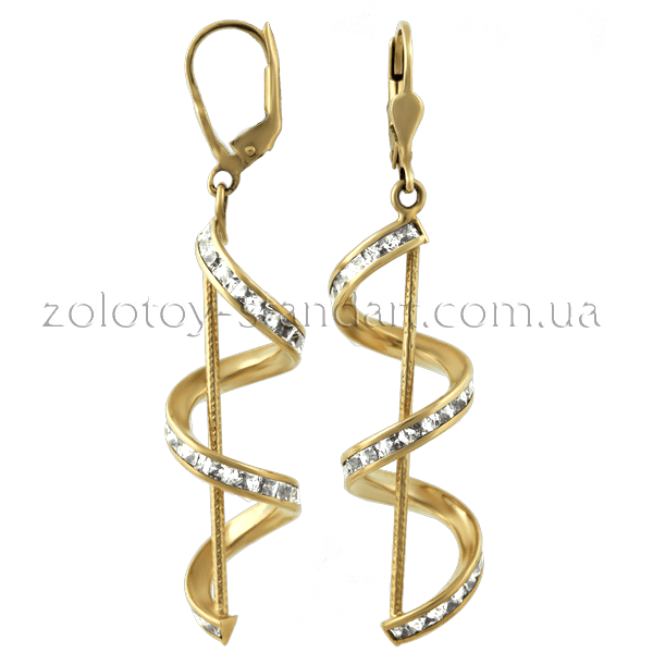 Золоті сережки з цирконієм 80143 детальне зображення ювелірного виробу