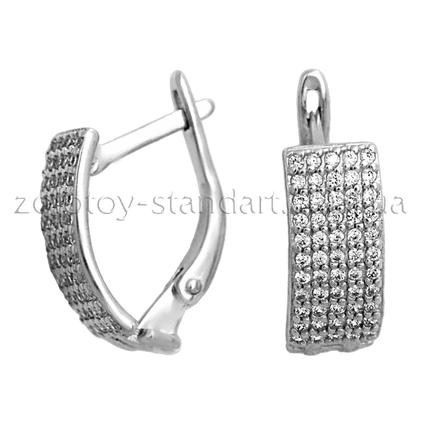 Серебряные серьги 420944С детальное изображение ювелирного изделия Серебряные серьги с камнями