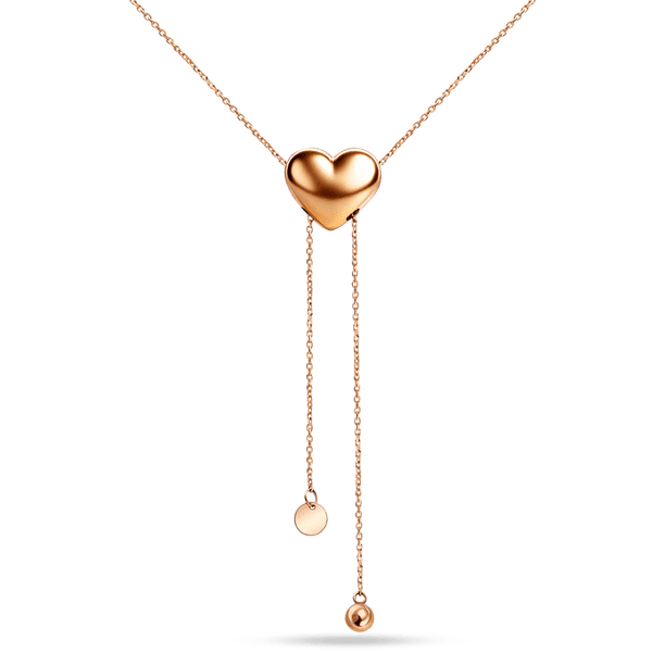 Золотое стильное кольє-трансформер обьемное Сердечко 040343 детальное изображение ювелирного изделия Золотое колье без камней