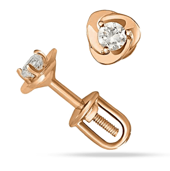 Золотые серьги- пусеты с фианитом 038860  детальное изображение ювелирного изделия Золотые серьги с фианитом