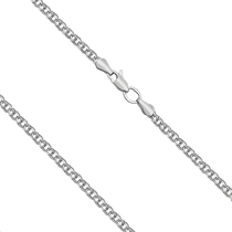 обзорное фото Цепочка из белого золота с плетением Бисмарк на карабине 040468  Полновесные золотые цепочки