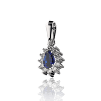 обзорное фото Золотой подвес с бриллиантами и сапфиром 030337 Золотые кулоны с сапфиром обзорное фото Золотой подвес с бриллиантами и сапфиром 030337  Золотые кулоны с сапфиром