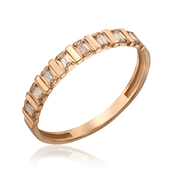 Золотое кольцо с прямоугольными фианитами 034609 детальное изображение ювелирного изделия Золотые кольца