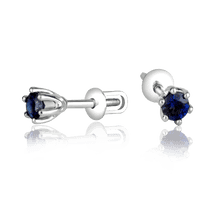 обзорное фото Золотые серьги-пуссеты с сапфиром 025383 Золотые серьги с сапфиром обзорное фото Золотые серьги-пуссеты с сапфиром 025383  Золотые серьги с сапфиром