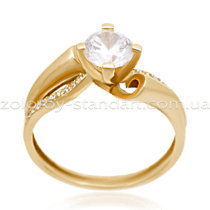 обзорное фото Золотое кольцо с цирконием 1404  Золотые кольца с фианитом