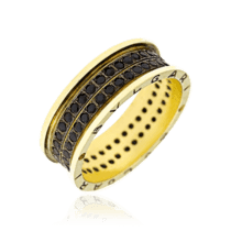 обзорное фото Золотое обручальное кольцо Bvlgari с черными цирконами 036692  Золотые кольца