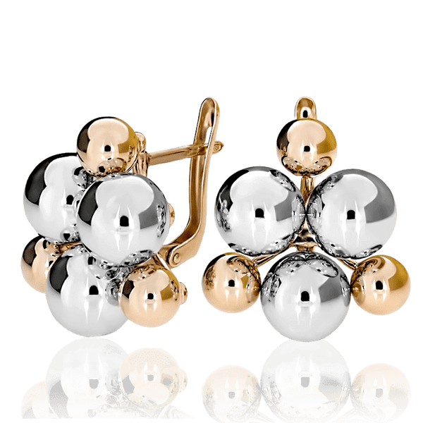 Золотые серьги с шариками в белом и красном золоте Вселенная 031719 детальное изображение ювелирного изделия Золотые серьги без вставок Золотые серьги с шариками в белом и красном золоте Вселенная 031719 детальное изображение ювелирного изделия Золотые серьги без вставок